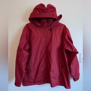 Guide’s Choice For Adventure Mens 2XL Windbreaker Jacket Snap Butt Away Hood Red